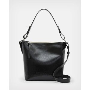 AllSaints Leather Convertible Crossbody Bag NWT Black Shine